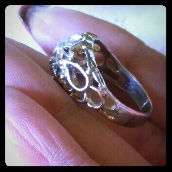 Jewelry | Vintage Scroll Work Crystal Dome Ring | Poshmark